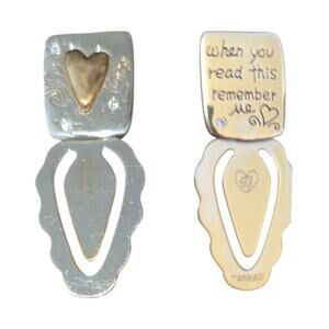Brighton Silver and Brass Tone Heart Bookmarker